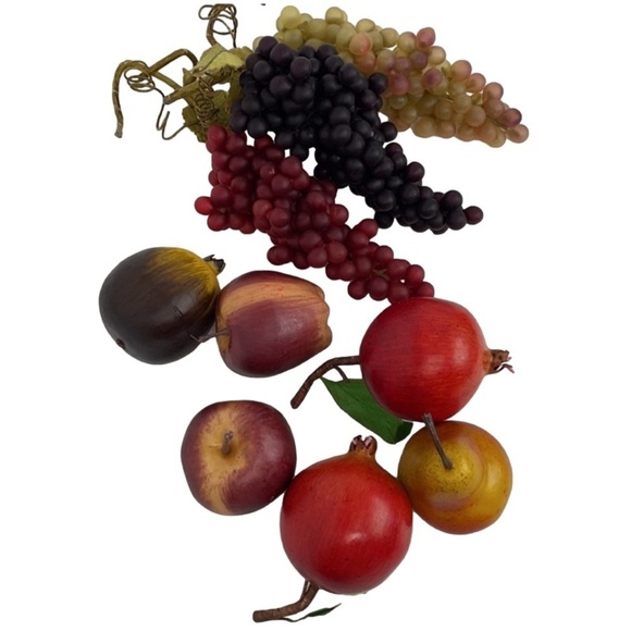 Vtg Lot 10 Artificial Faux Fruit Grapes Pomegranates Orange Apples - Picture 3 of 15